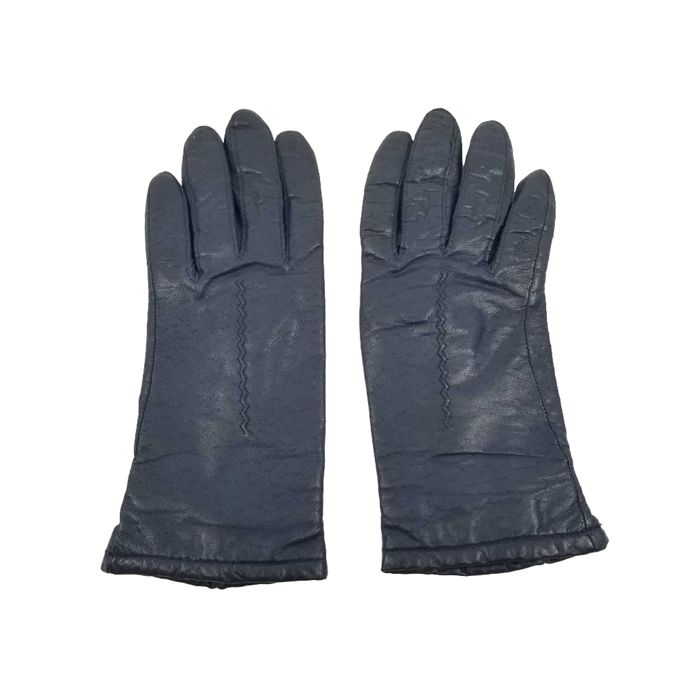 Vintage Dark Blue Leather Gloves by Fownes